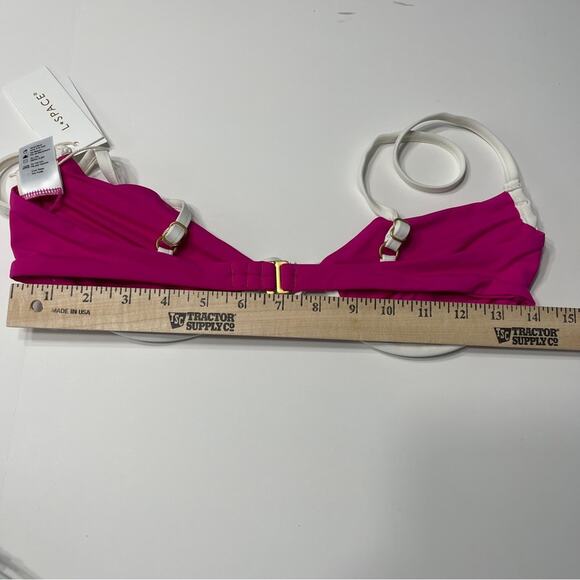 L*Space Nico Bikini Top Swim Pink White - Picture 5 of 14